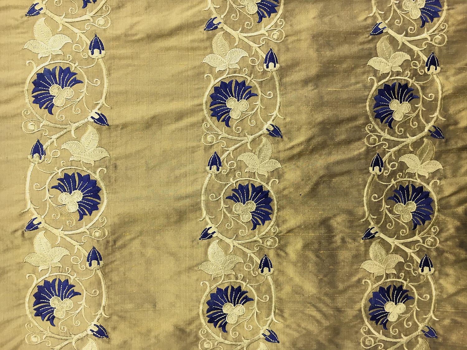 Embroidered Iridescent Silk Shantung0