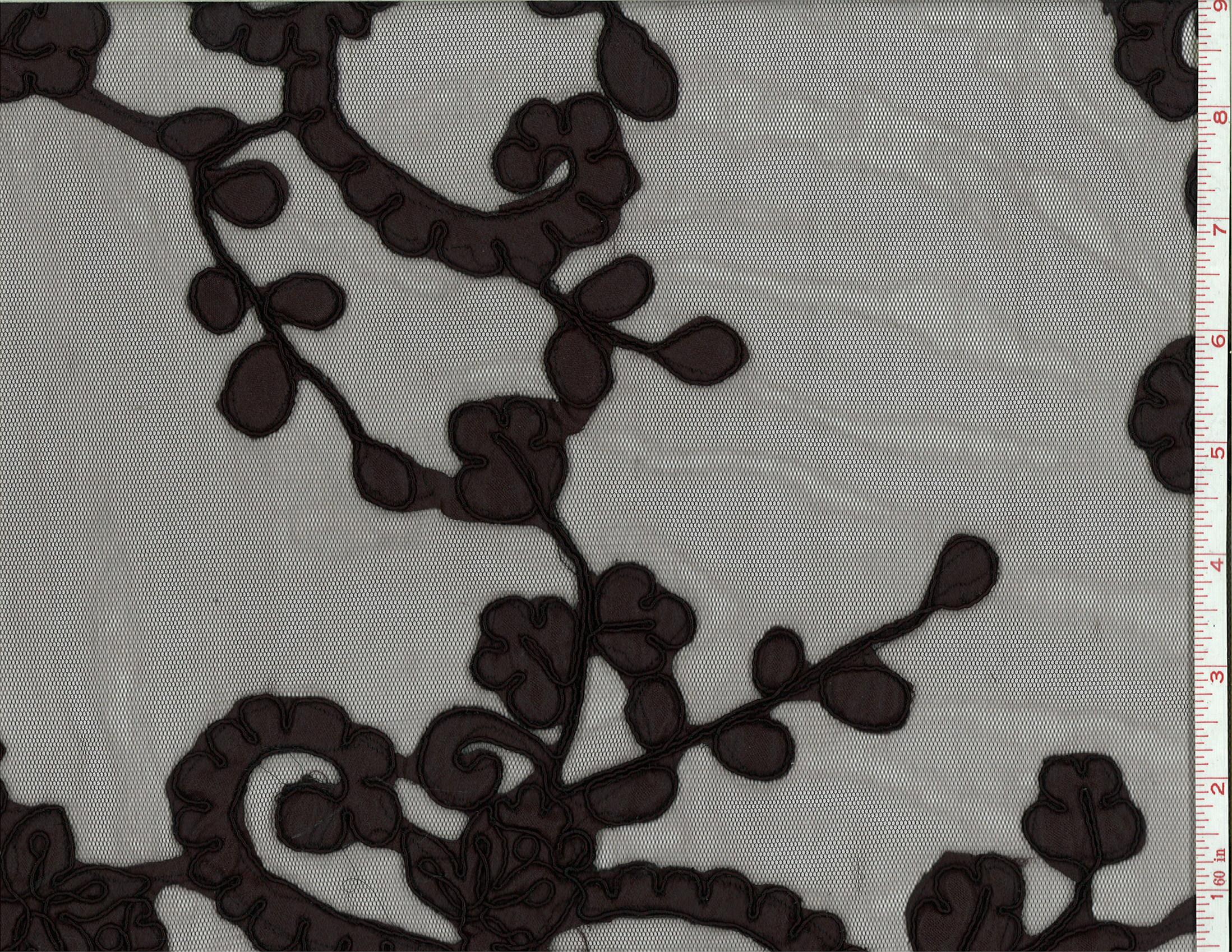 Black Cord Cut Satin Appliqued on Illusion3