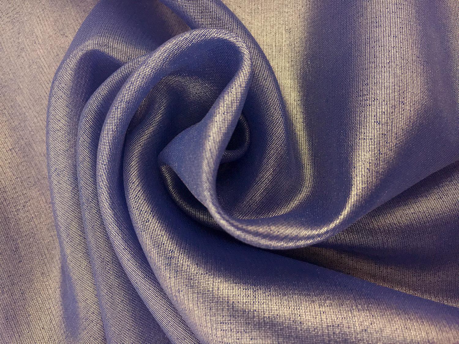 Microfiber Silver Metallic Chiffon in Zaffre Blue