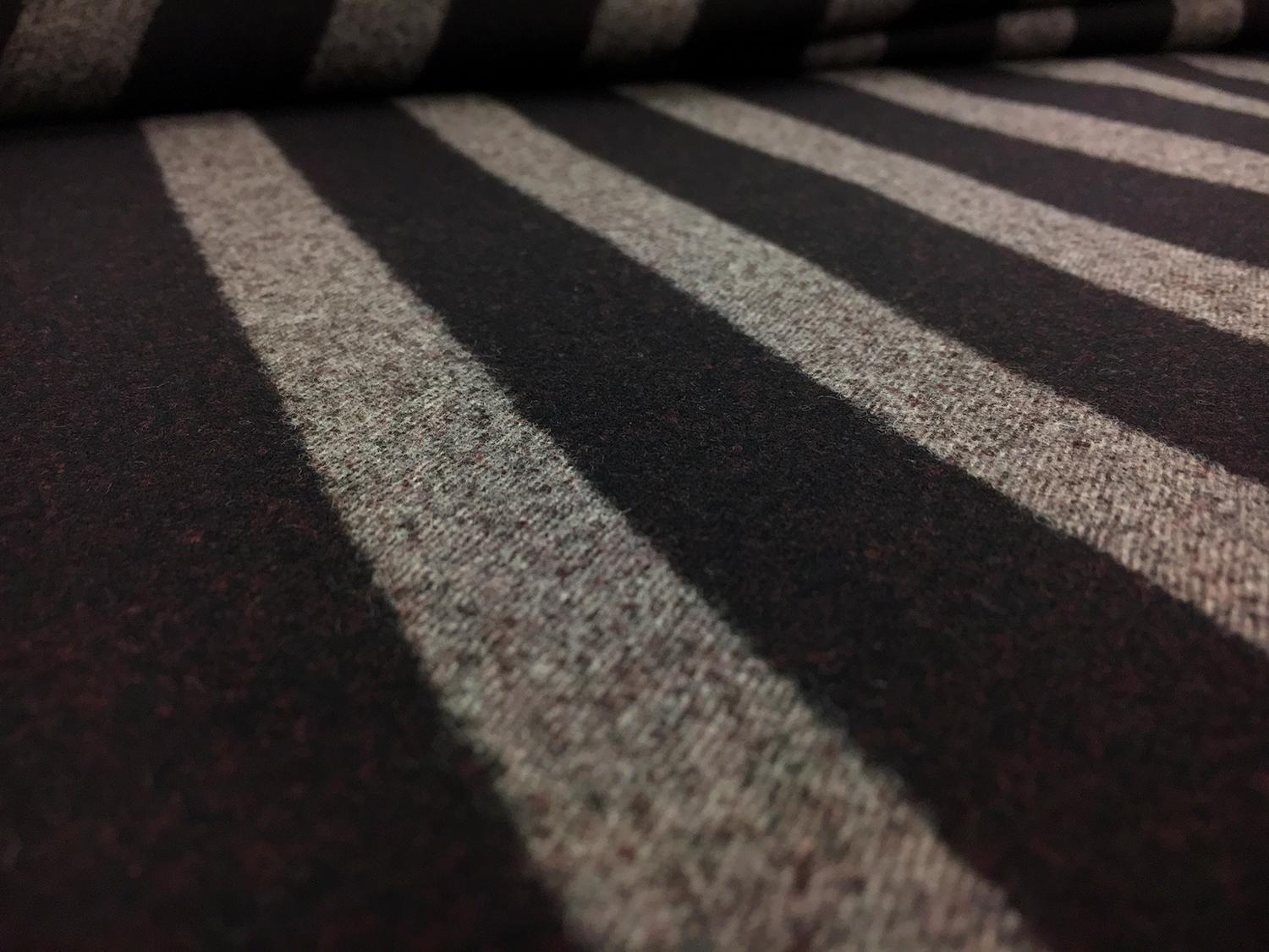 Italian Stretch Wool Blend Flannel Stripe in Maroon 2