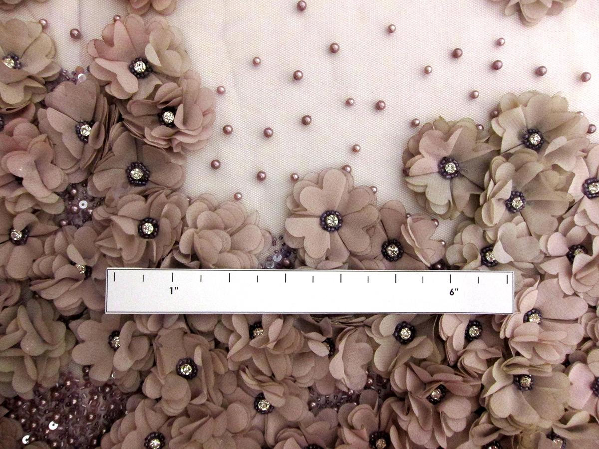 Crystal Beaded Tulle with Flower Appliqué3