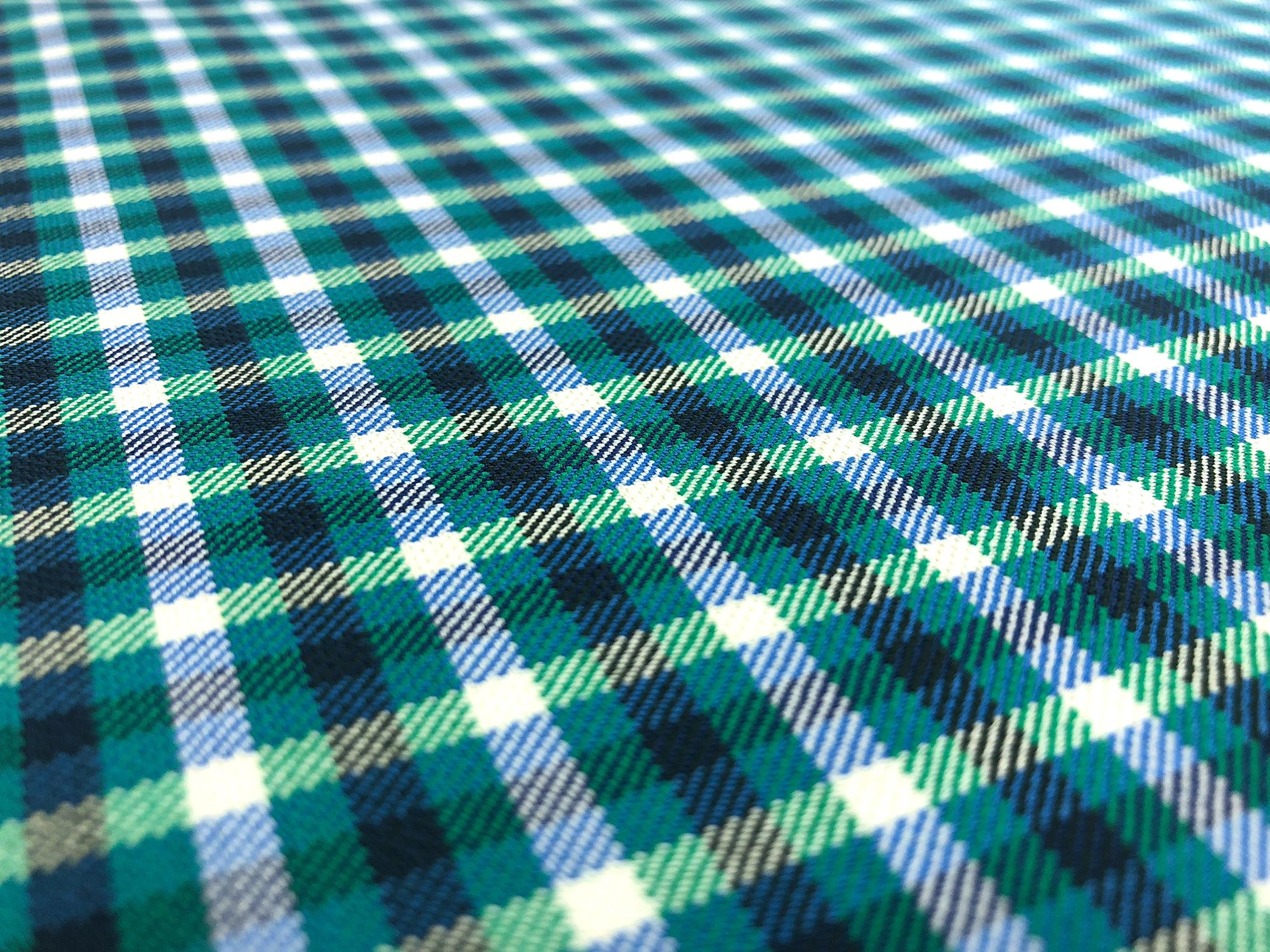 Stretch Wool Suiting Tattersall Plaid in Green2