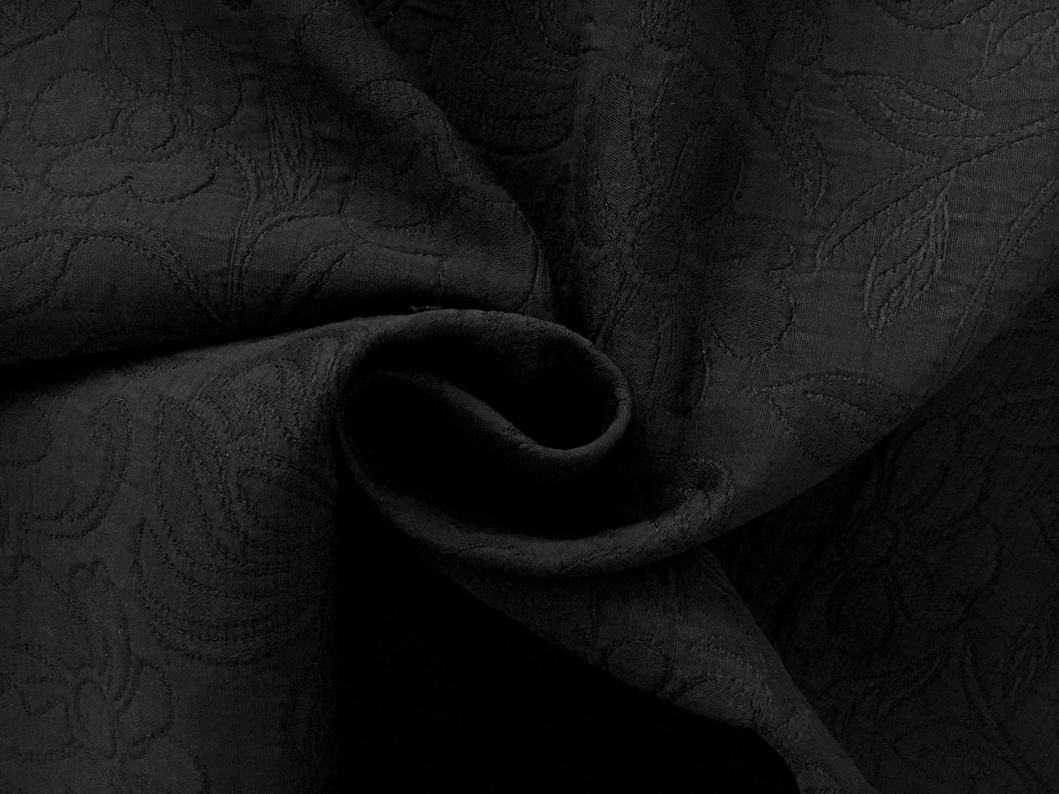 Italian Cotton Blend Floral Brocade in Black1