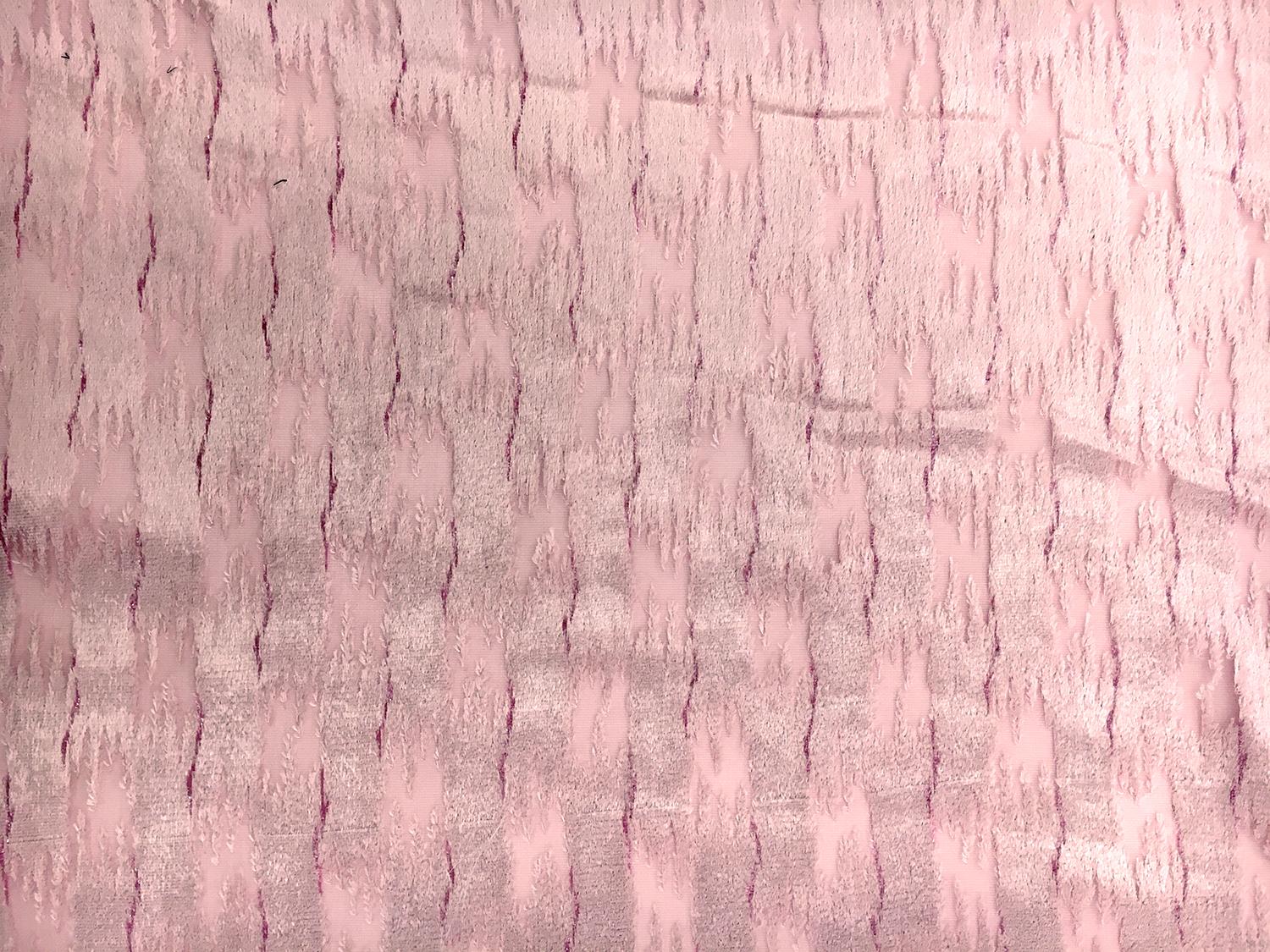 Pink Silk Lurex Burnout Velvet with Abstract Brushstrokes 0