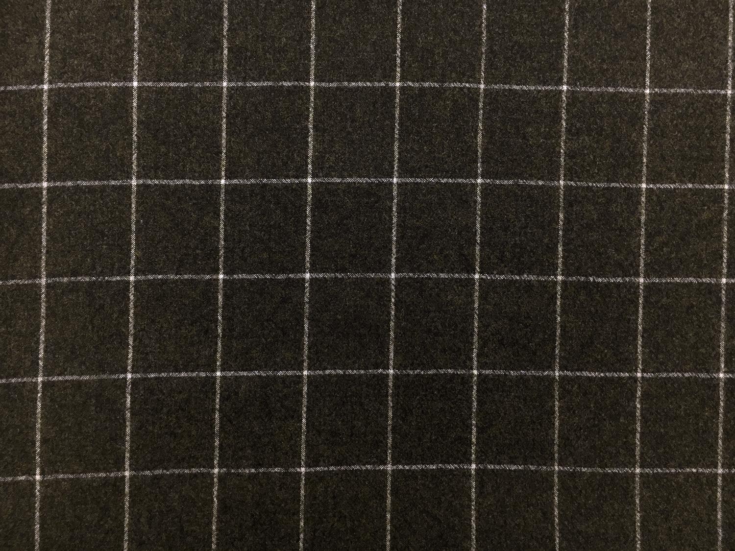 Italian Virgin Wool And Lycra Window Pane Flannel in Moss0