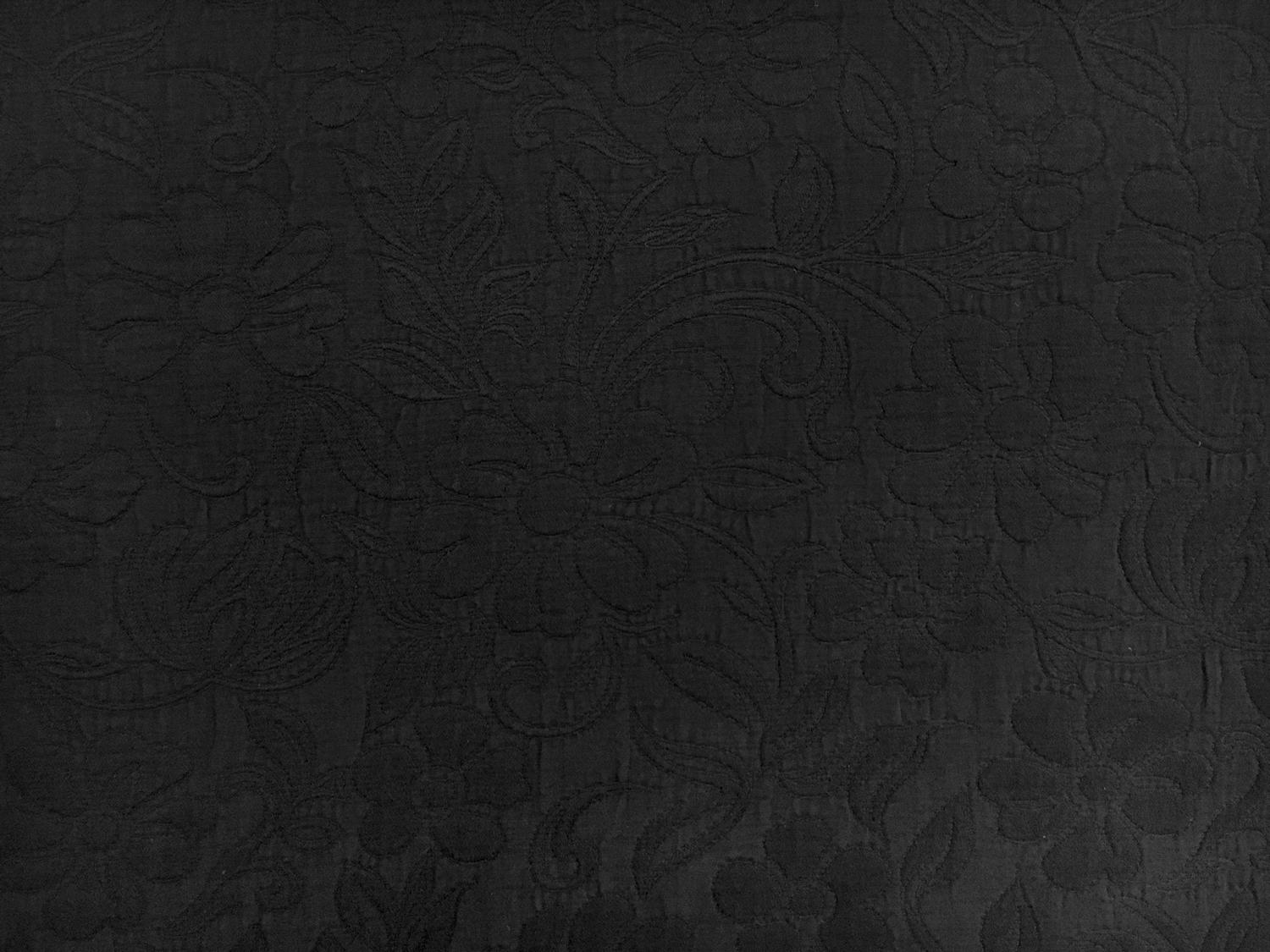 Italian Cotton Blend Floral Brocade in Black0