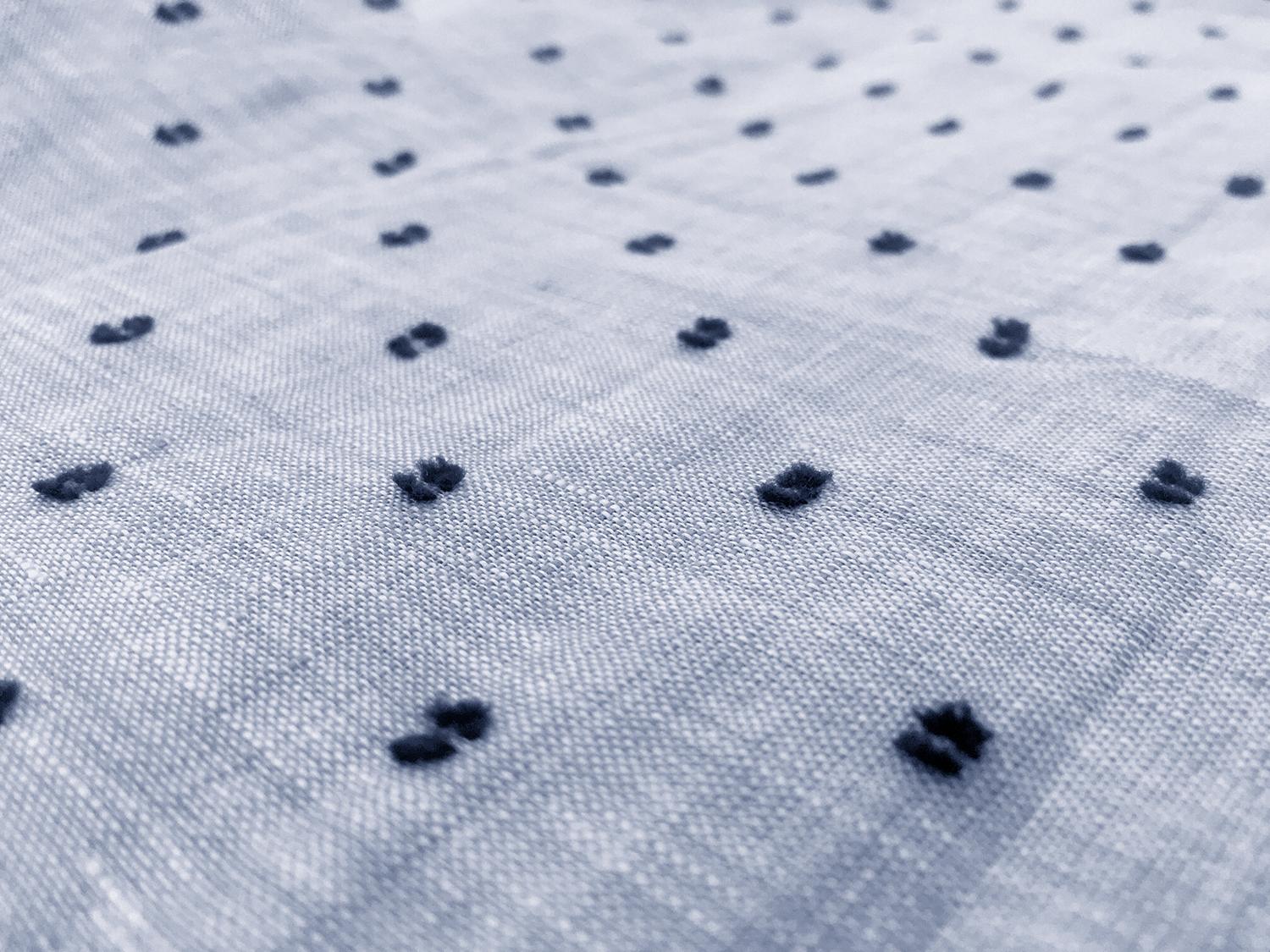 Italian Linen Plumetis in Powder Blue And Navy0