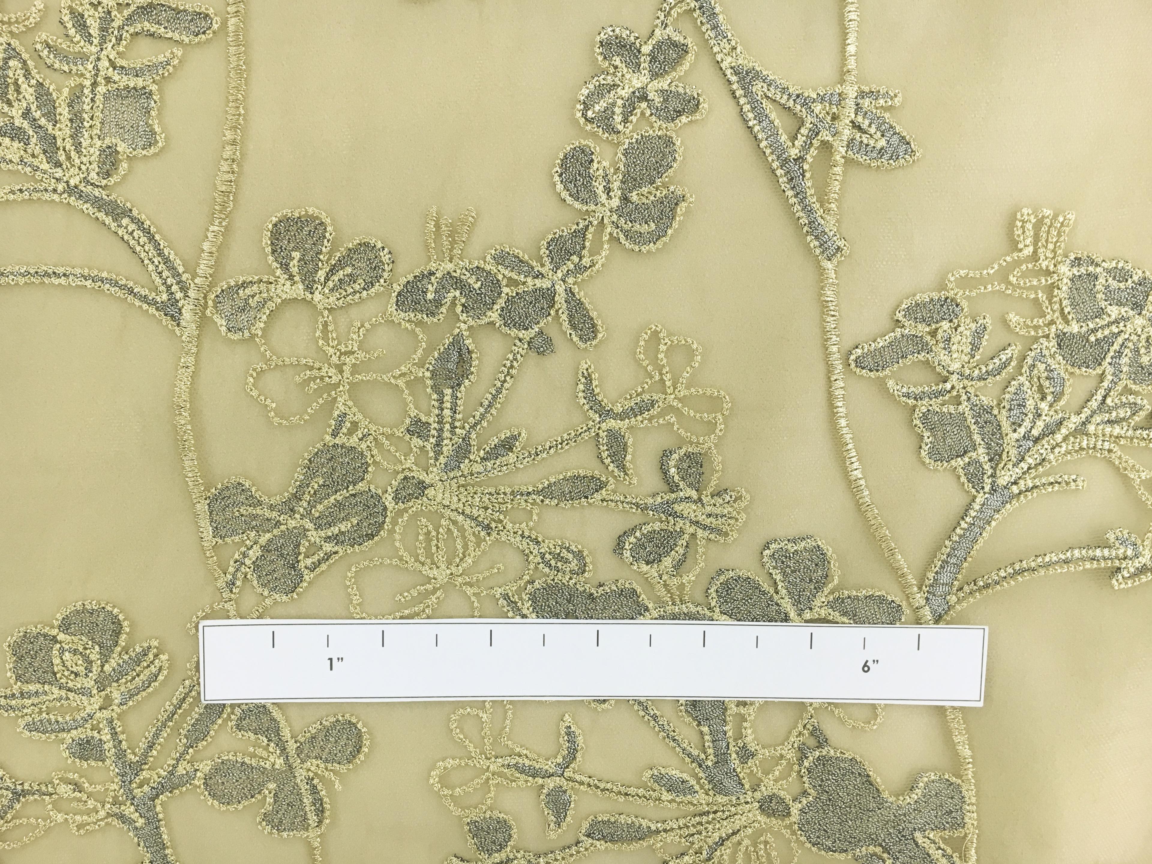 Metallic Embroidered Tulle with Florals and Heavy Embroidery1