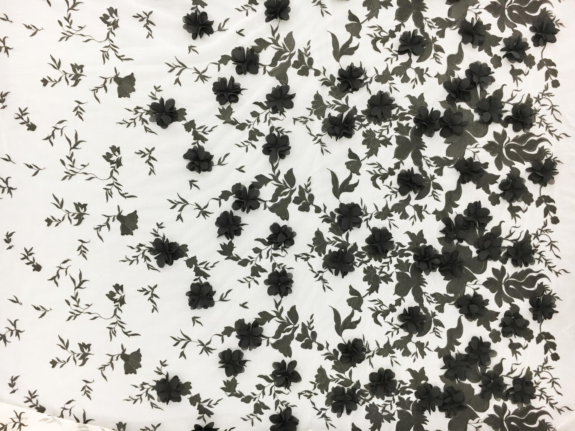 Degradé Embroidery and Flower Appliqués on Tulle0