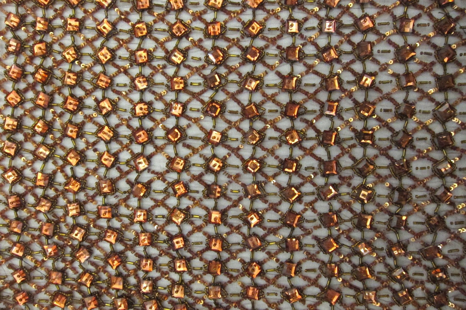 Hand Beaded Illusion with Rhinestones and Sequins0