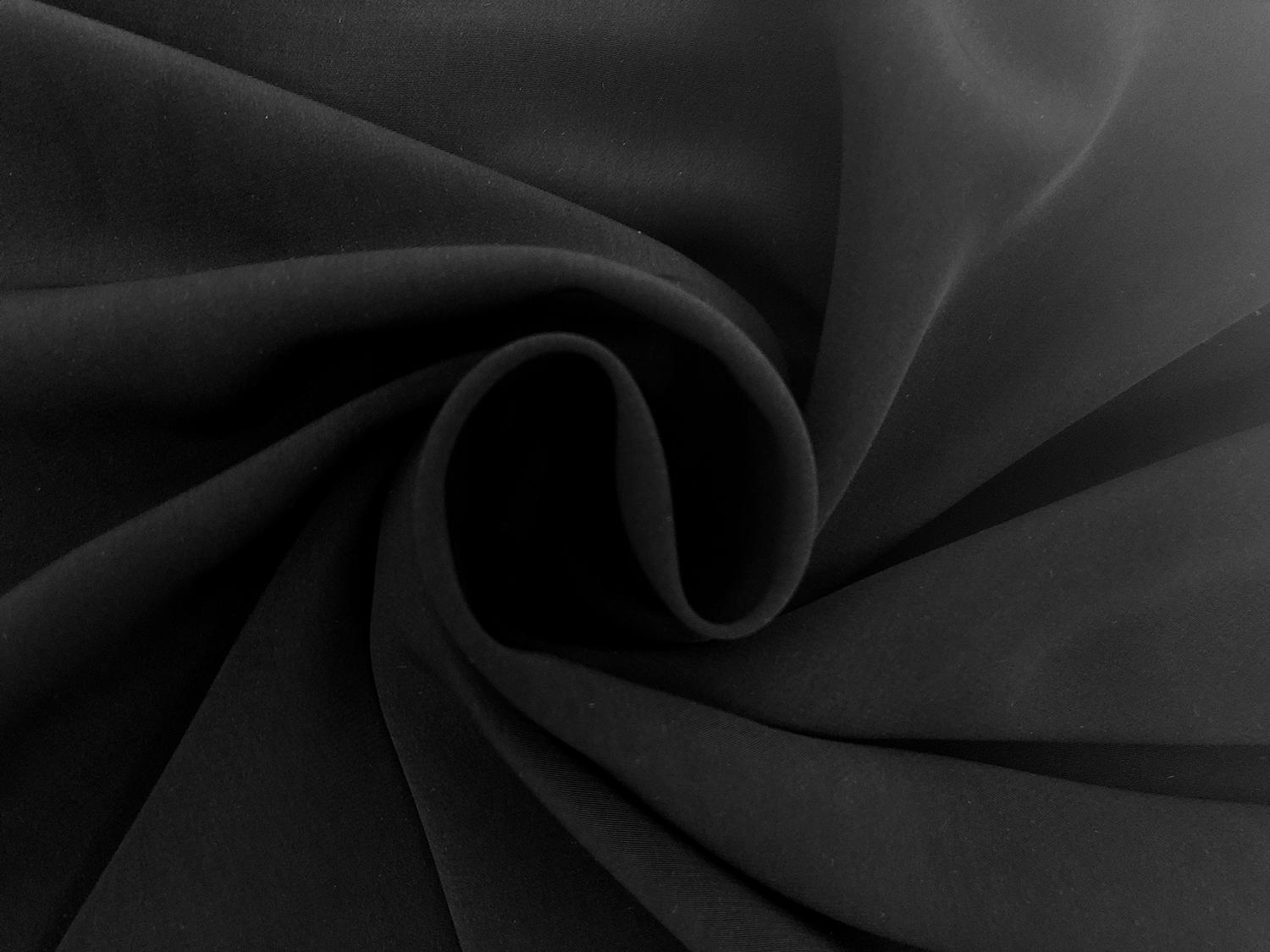 Polyester Powder Crepe De Chine in Black1