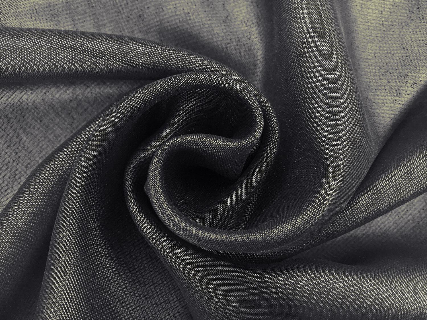 Microfiber Silver Metallic Chiffon in Midnight Navy0