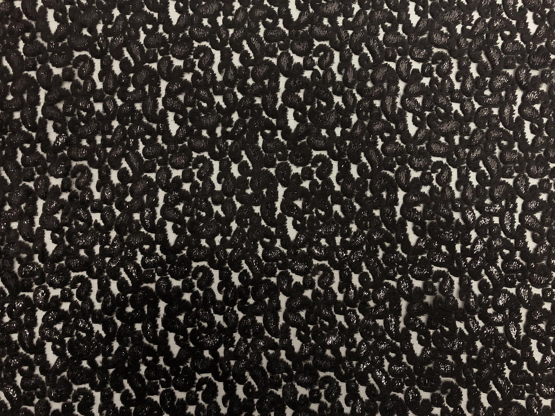 Black Paisley Rayon Lurex Panne Burnout Velvet 0