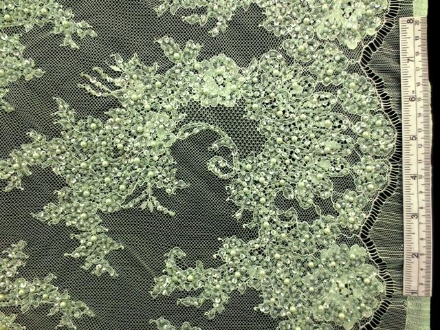 BEADED CHANTILLY LACE - GREEN