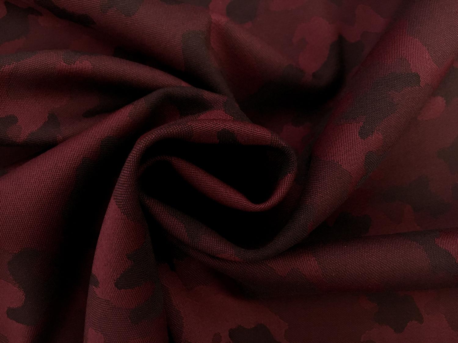 Italian Wool Camouflage Jacquard Suiting in Wine1