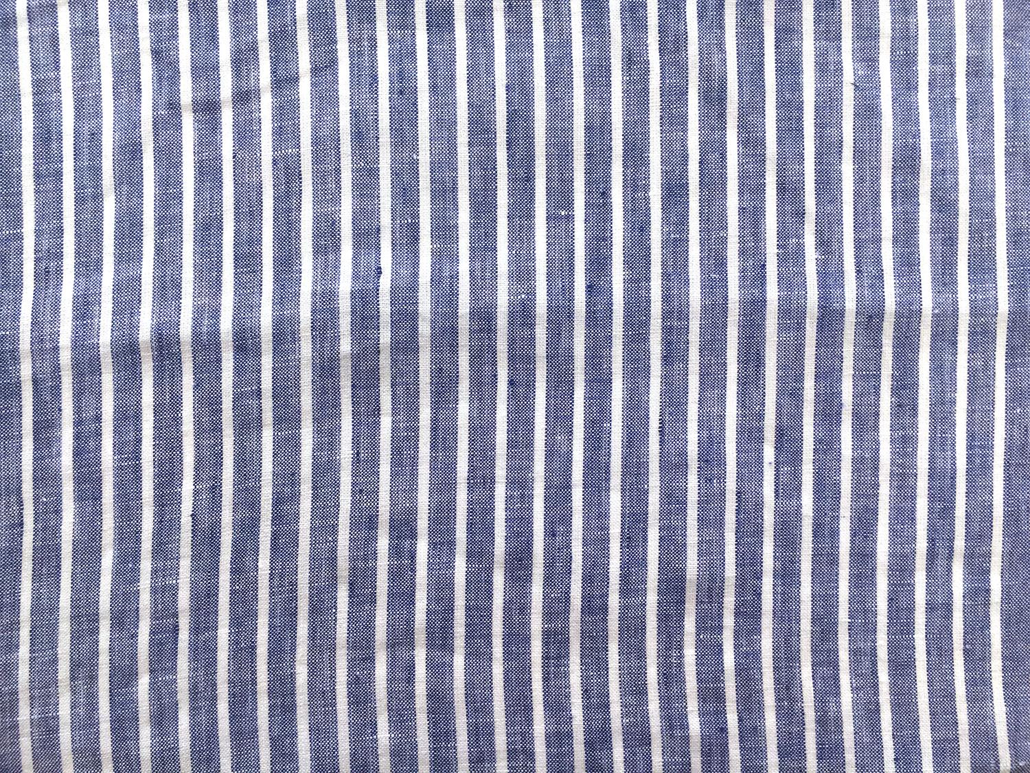 Linen Handkerchief Woven Stripe in Royal0