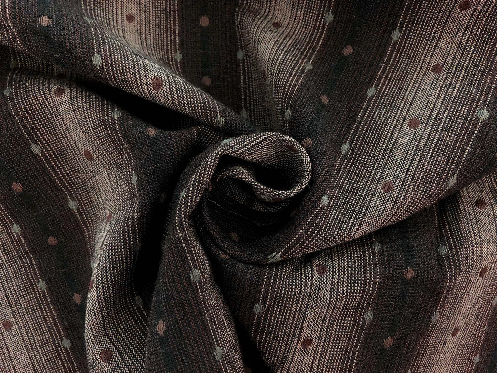 Brown Taupe Dots and Stripes Cotton Woven Novelty1