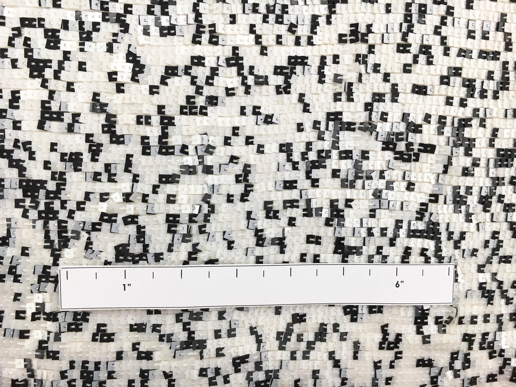 Square Black and White Sequins on Silk Chiffon1