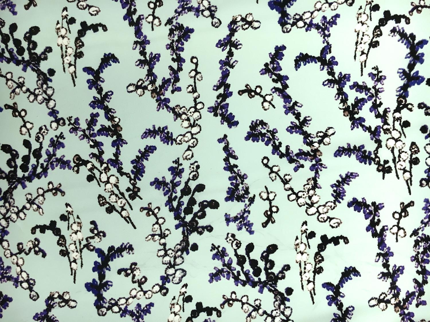 Printed Polyester Blend Twill with Lavender Sprigs0