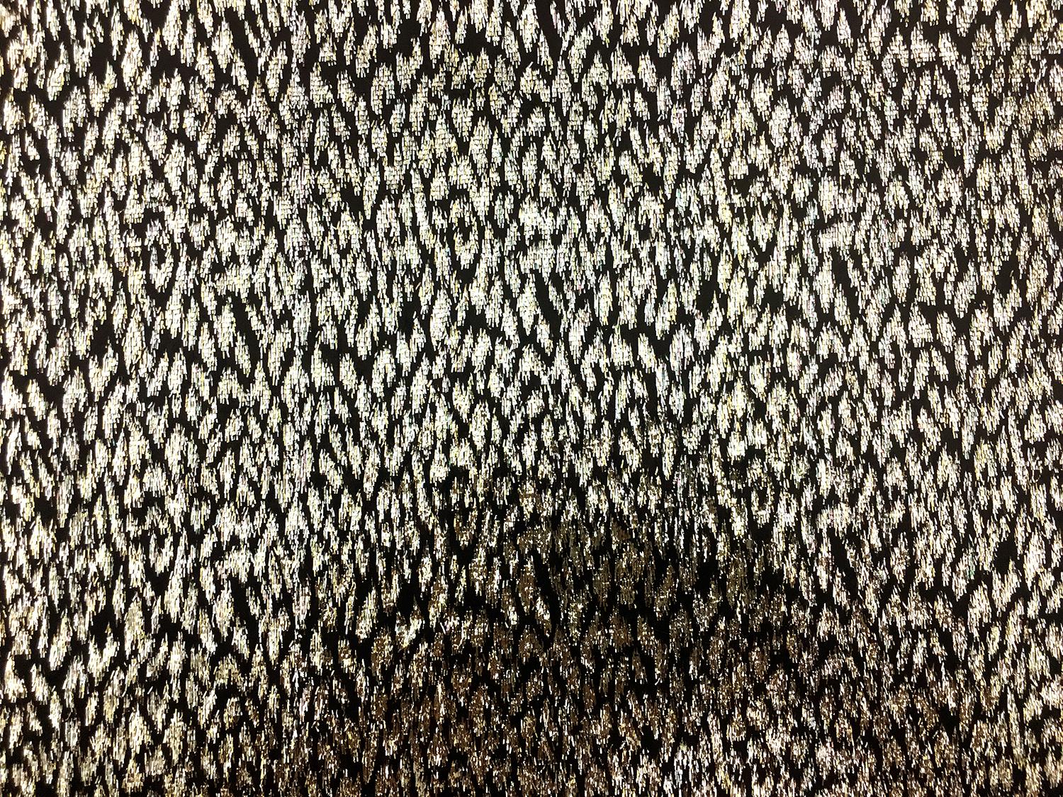 Silk Lurex Panne Velvet with Animal Print in Black and Gold0