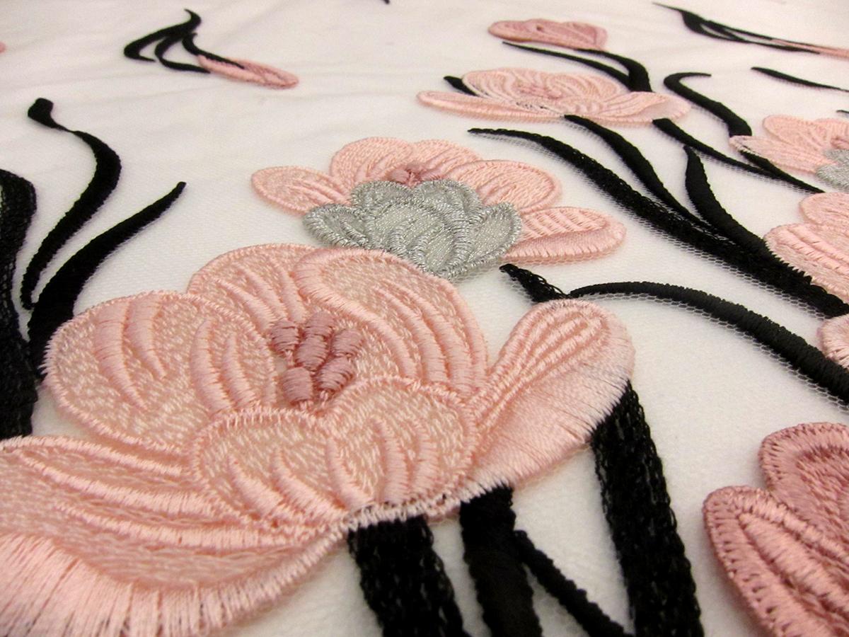 3D Flowers on Embroidered Tulle1