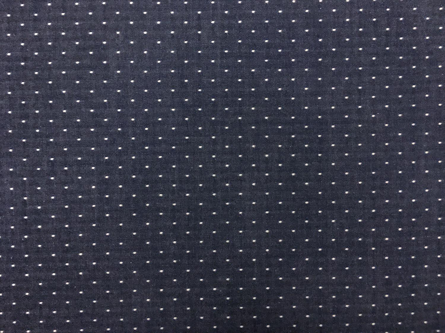 Cotton Chambray Dots in Indigo0