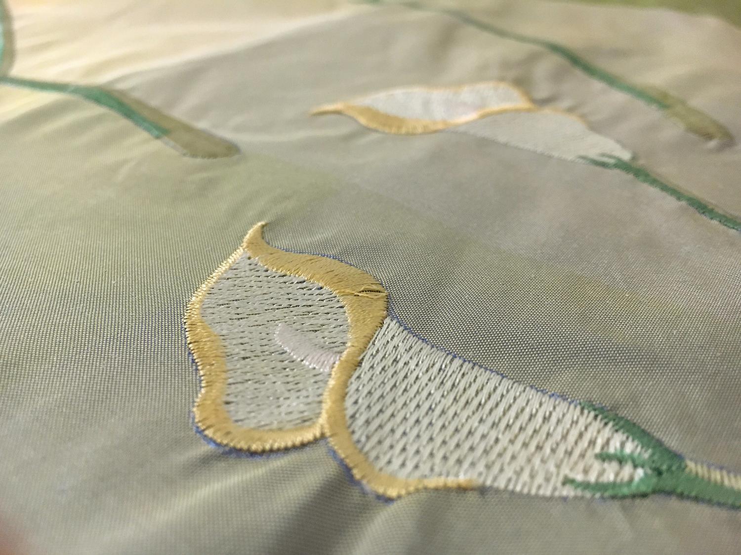 Silk Taffeta Check with Embroidered Calla Lilies 2