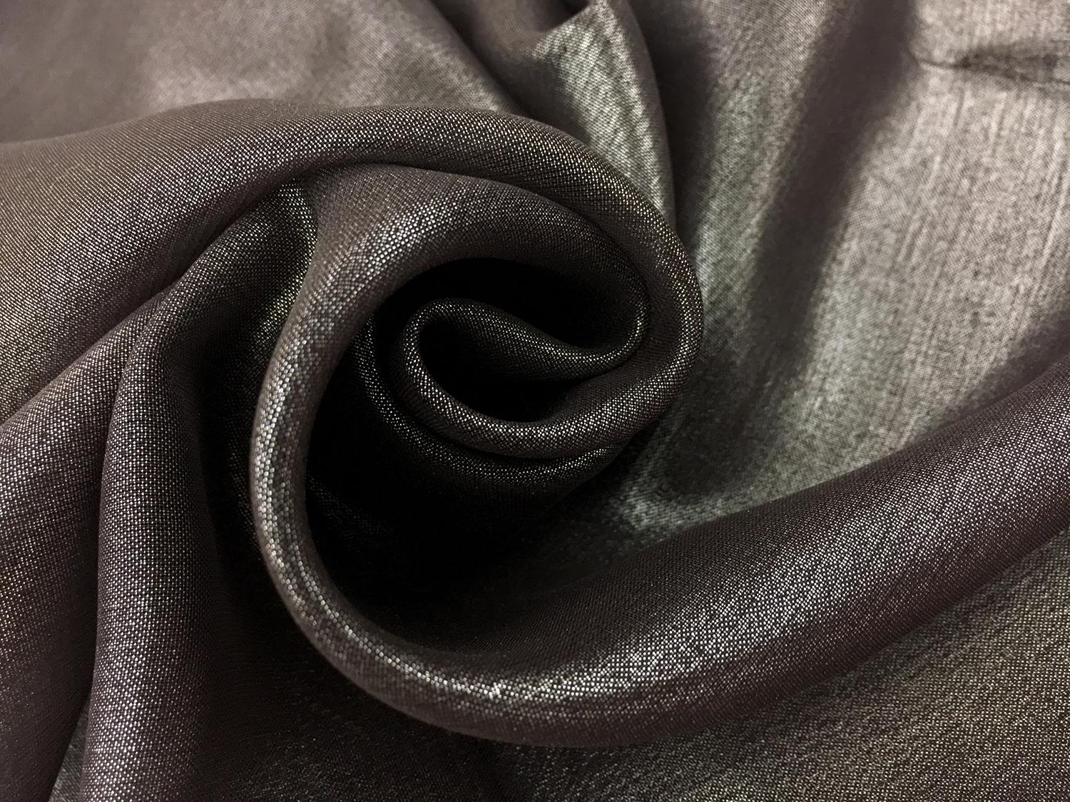 Microfiber Silver Metallic Chiffon in Espresso