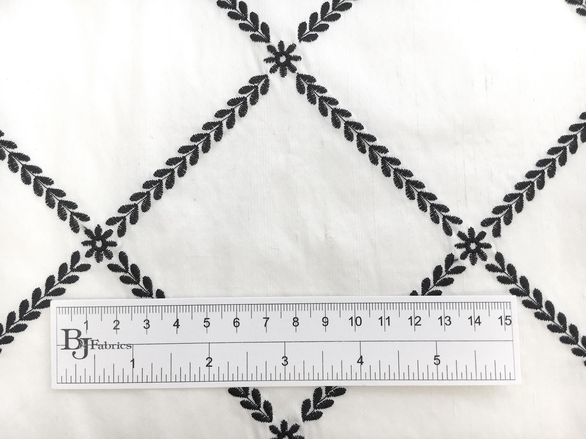 Embroidered Silk Shantung with Diamond Print1