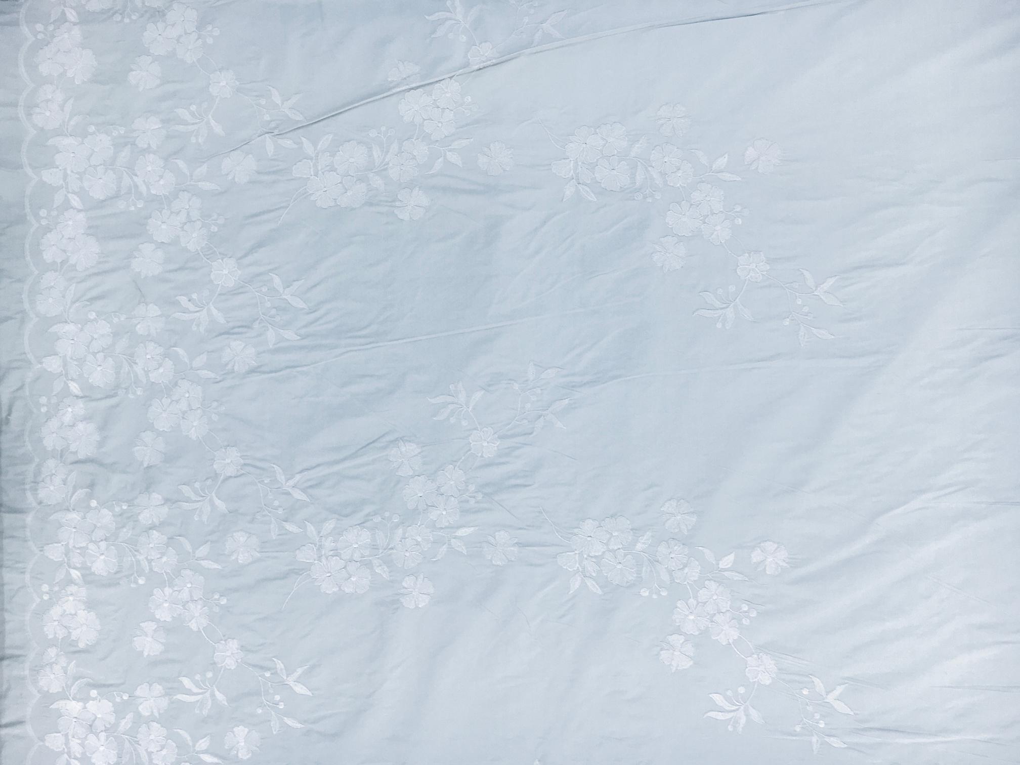 Silk Taffeta with an Embroidered Scallop and Floral Degradé0