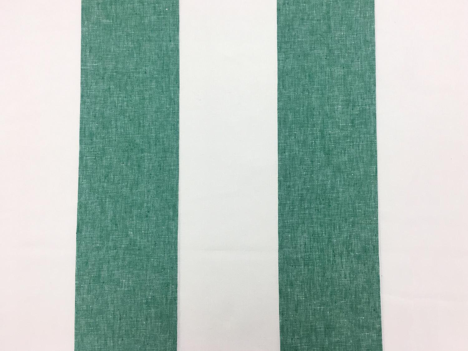 Linen Wide Stripe in Ivory and Green0