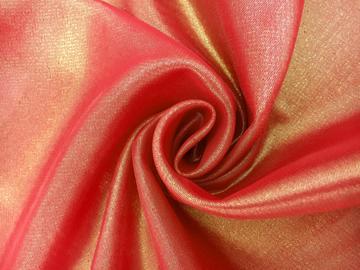 Microfiber Gold Metallic Chiffon in Red0