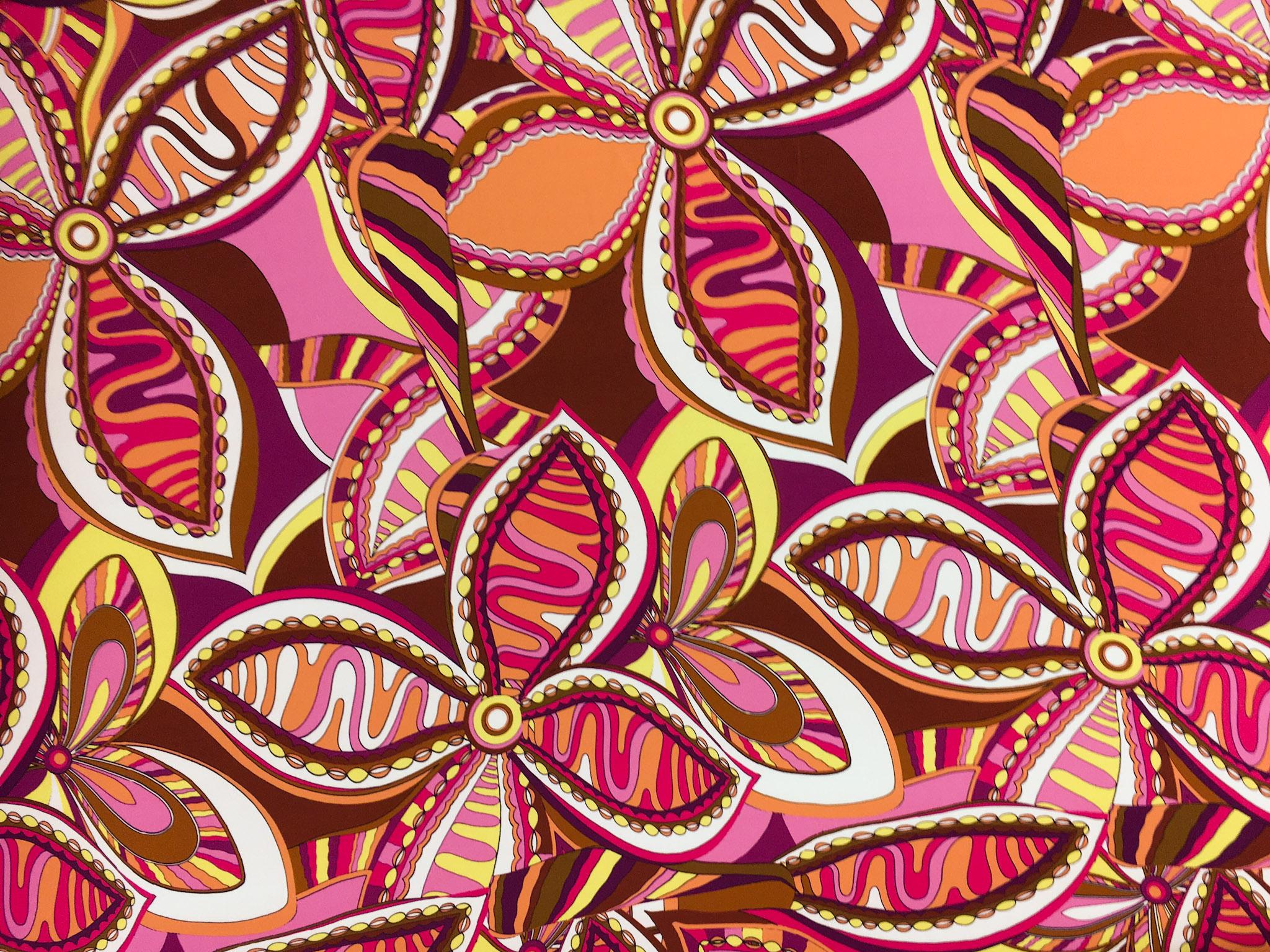 Printed 4Ply Crepe with Large Vibrant Abstract Flowers0