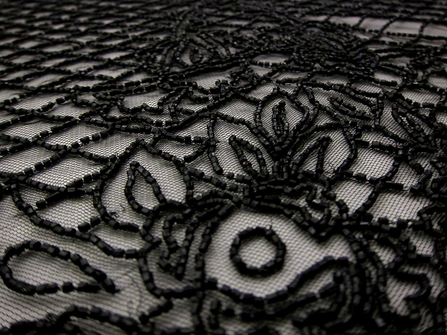 Novelty Beaded Tulle with Bugle Beads4