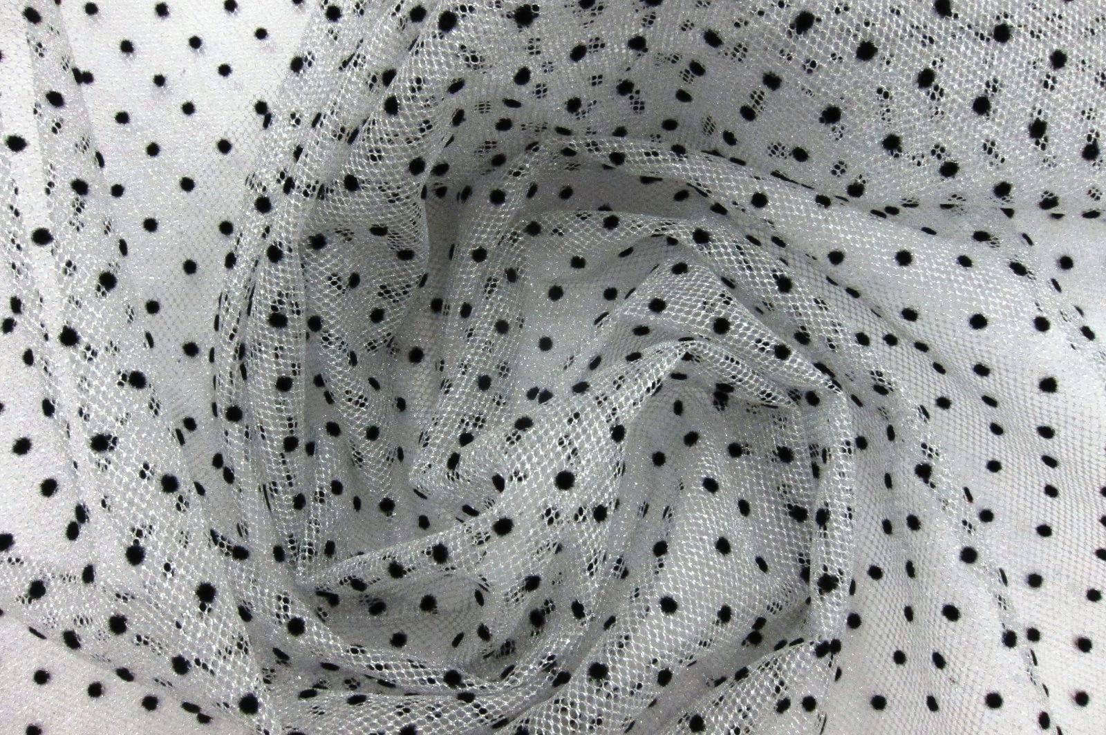 Polka Dot Flocking on Metallic Tulle in Silver3