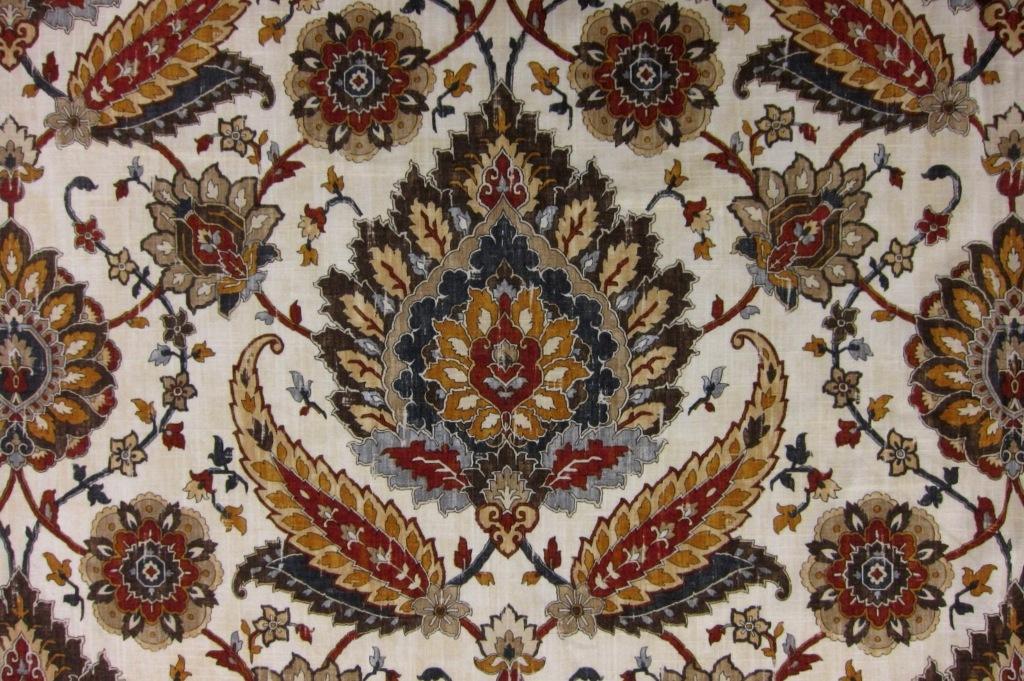 Linen Upholstery Paisley Print0