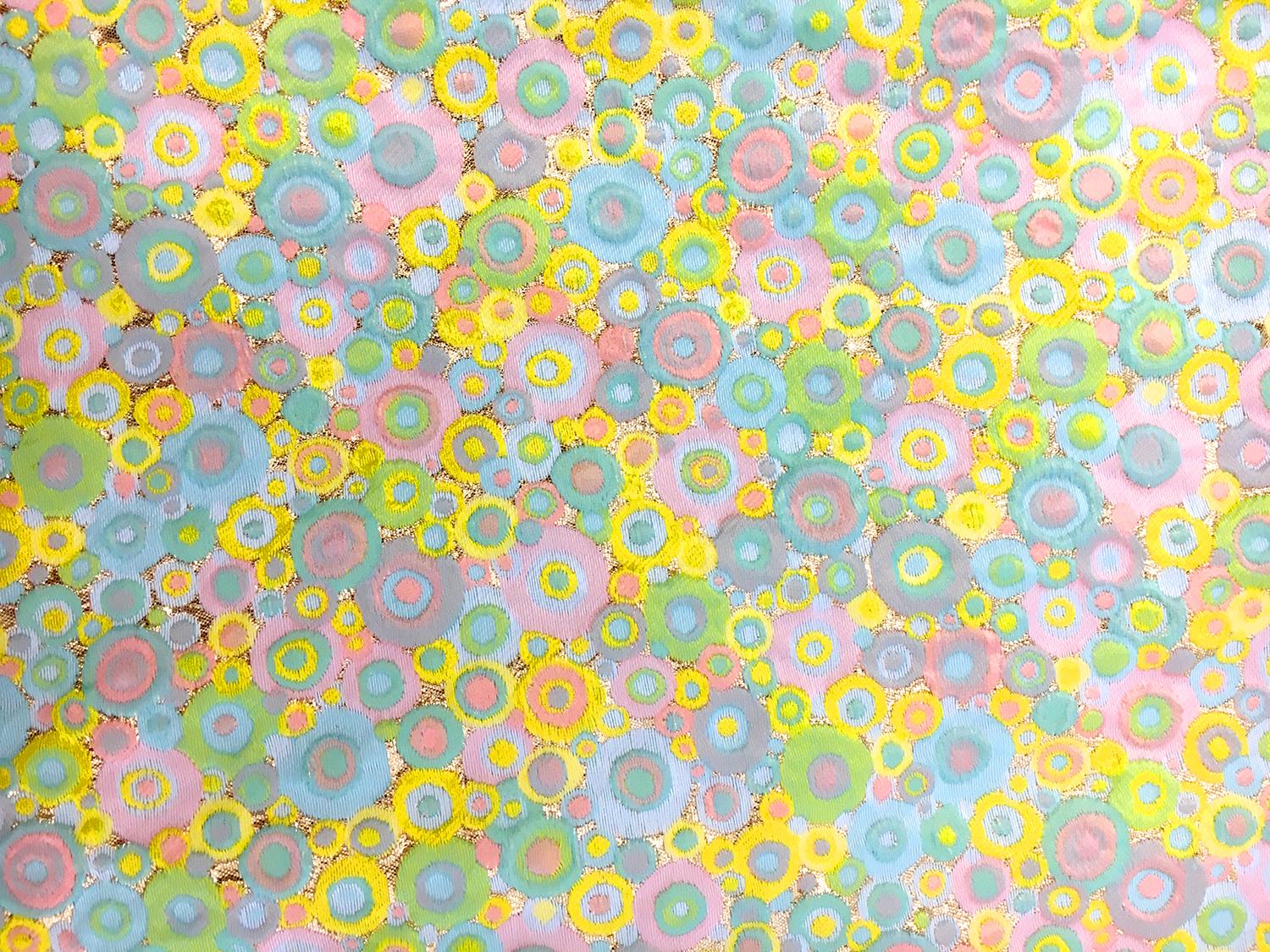 Vibrant Metallic Polyester Cloque with Dots0