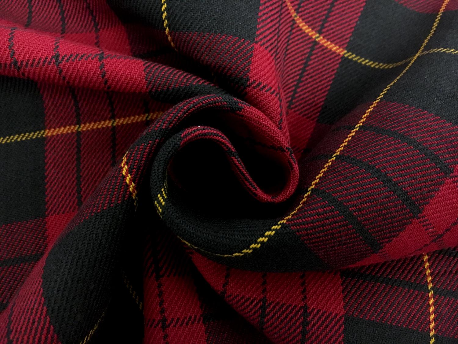 Cotton Tartan Plaid in Red Black and Gold1