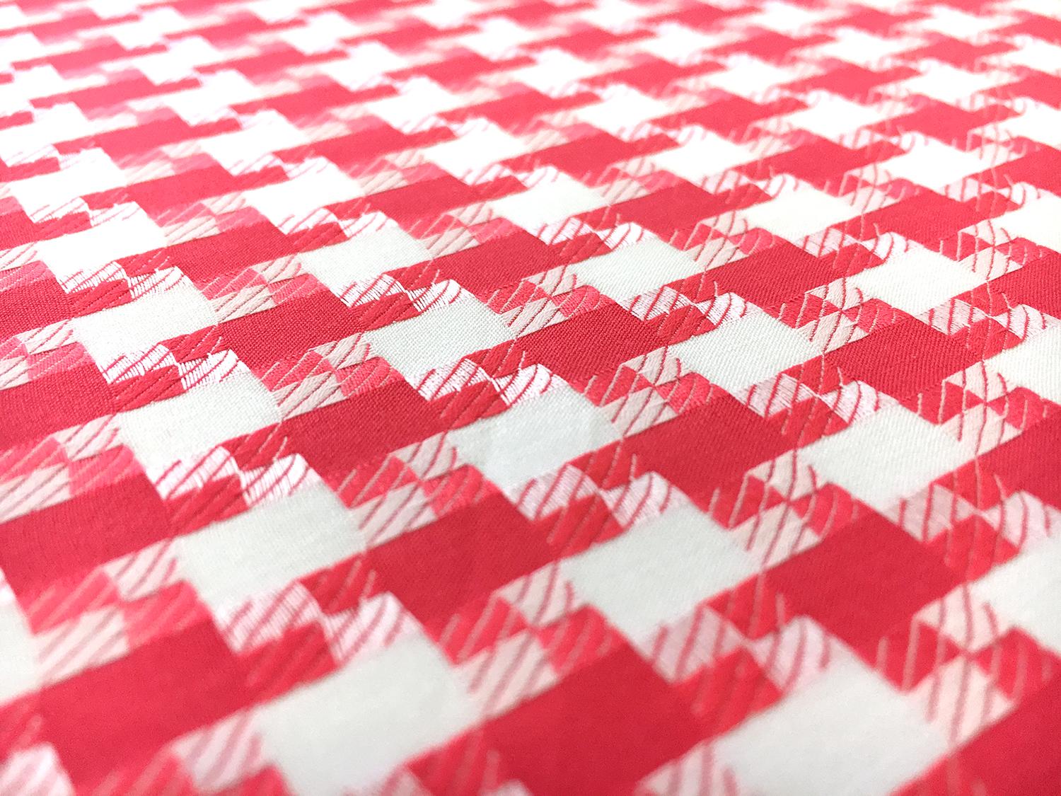 Italian Cotton Houndstooth Shirting in Vermilion2