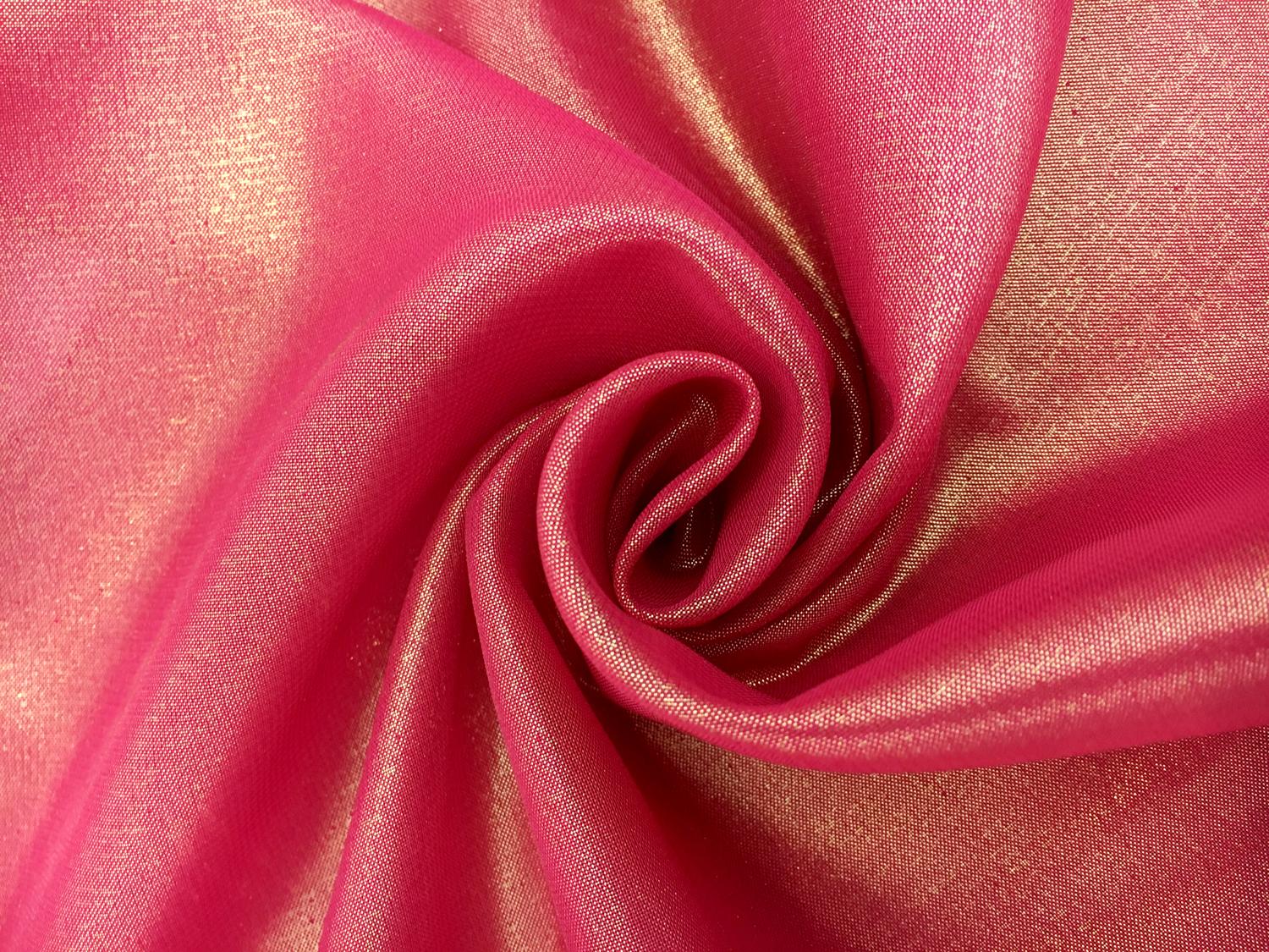 Microfiber Gold Metallic Chiffon in Raspberry 0