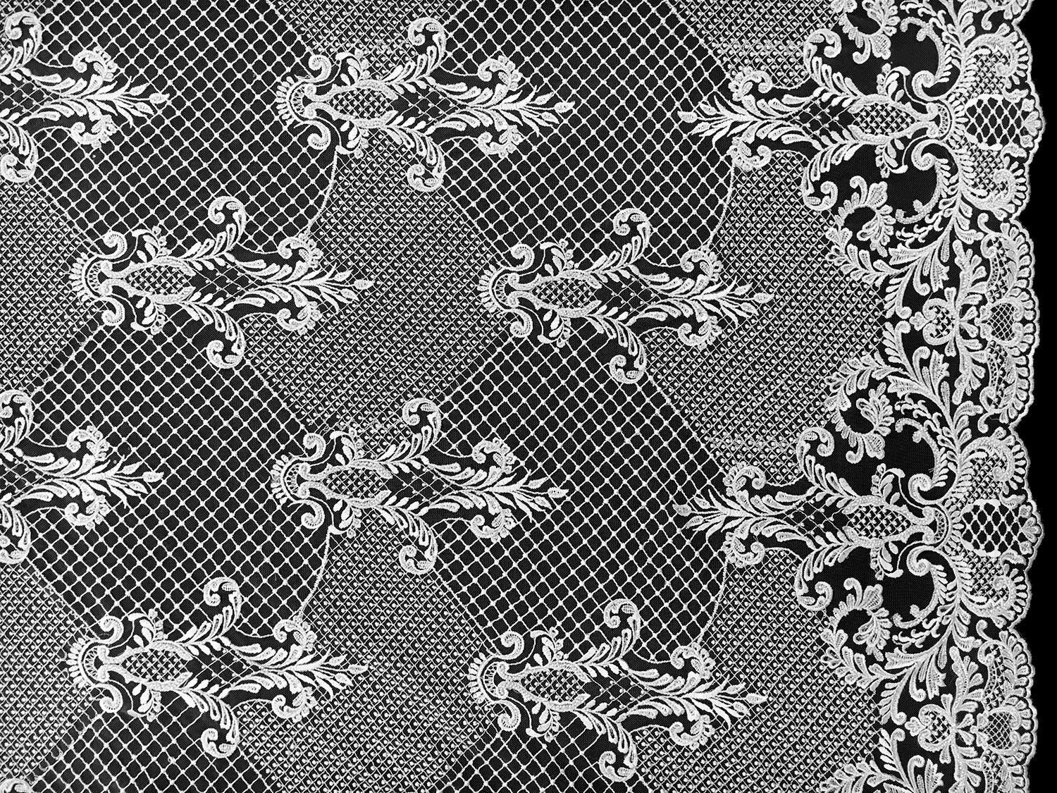 Beaded and Embroidered Tulle in Ivory0