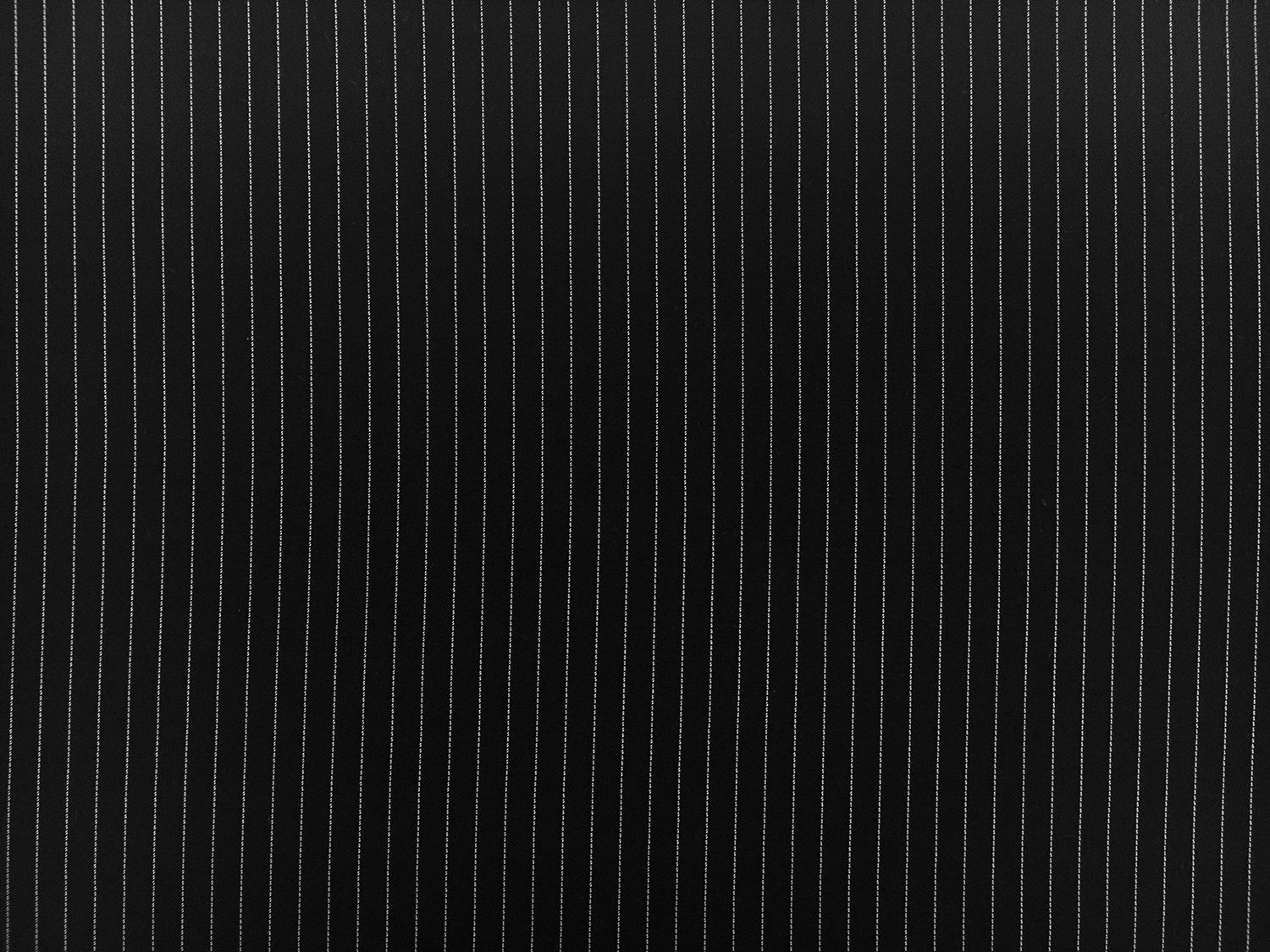 Poly Blend Flat Crepe Pinstripe in Black and White0