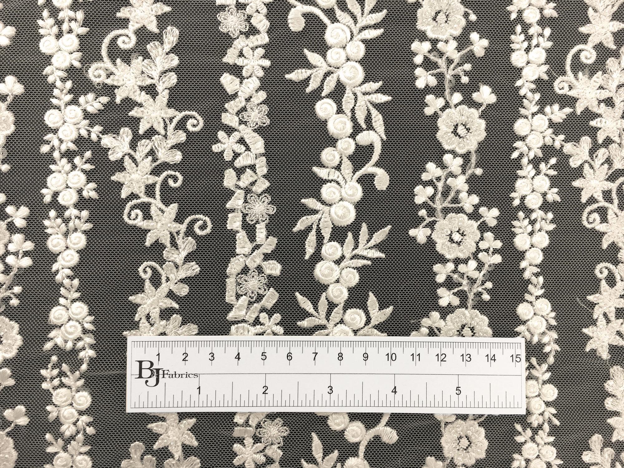 Beaded and Embroidered Tulle with Rows of Detailed Florals in Ivory1