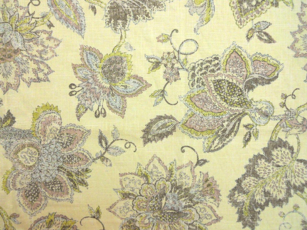 Linen Viscose Upholstery Floral Paisley Print0