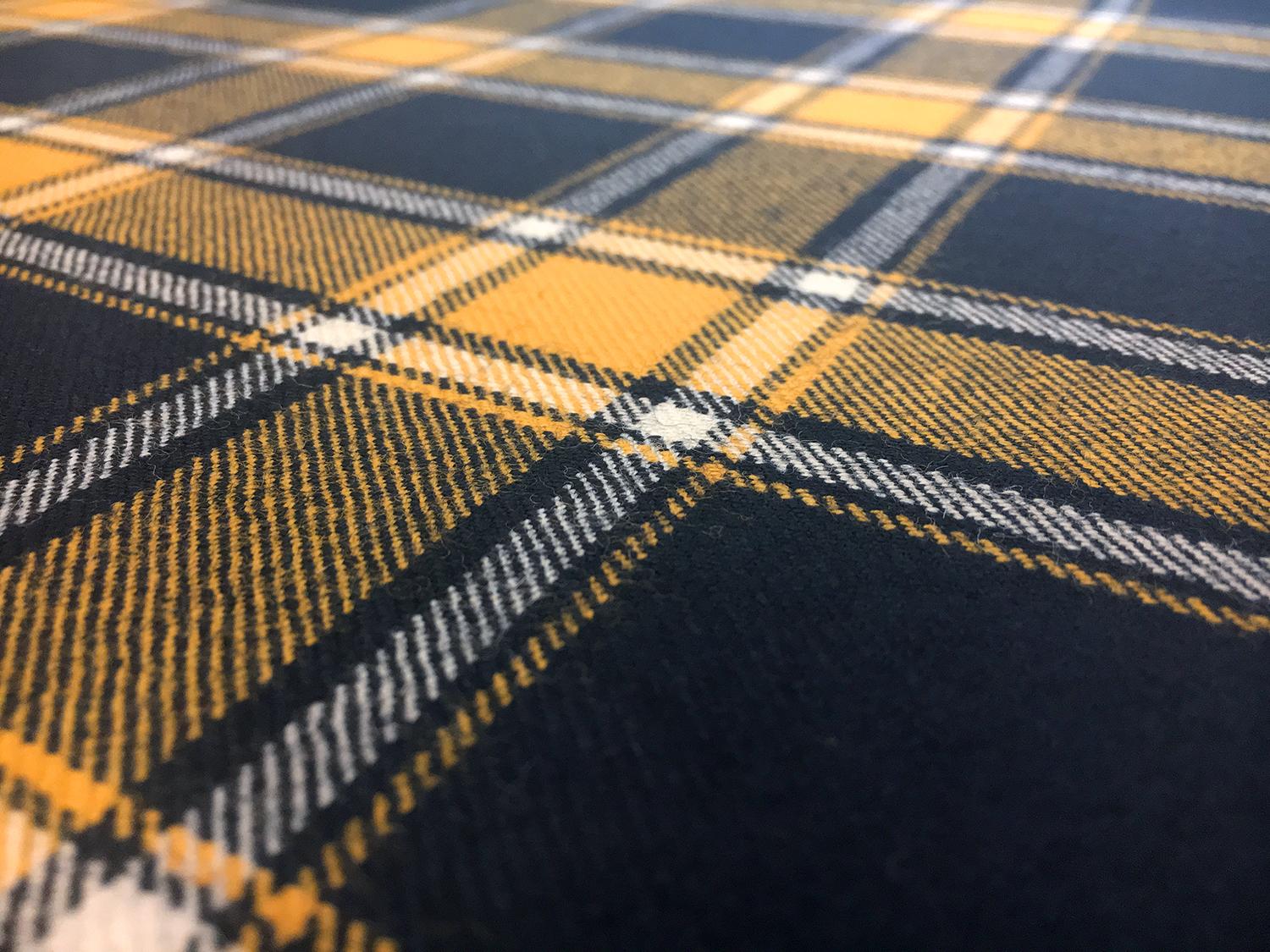 Italian Virgin Wool Tartan Plaid in Yellow and Navy3