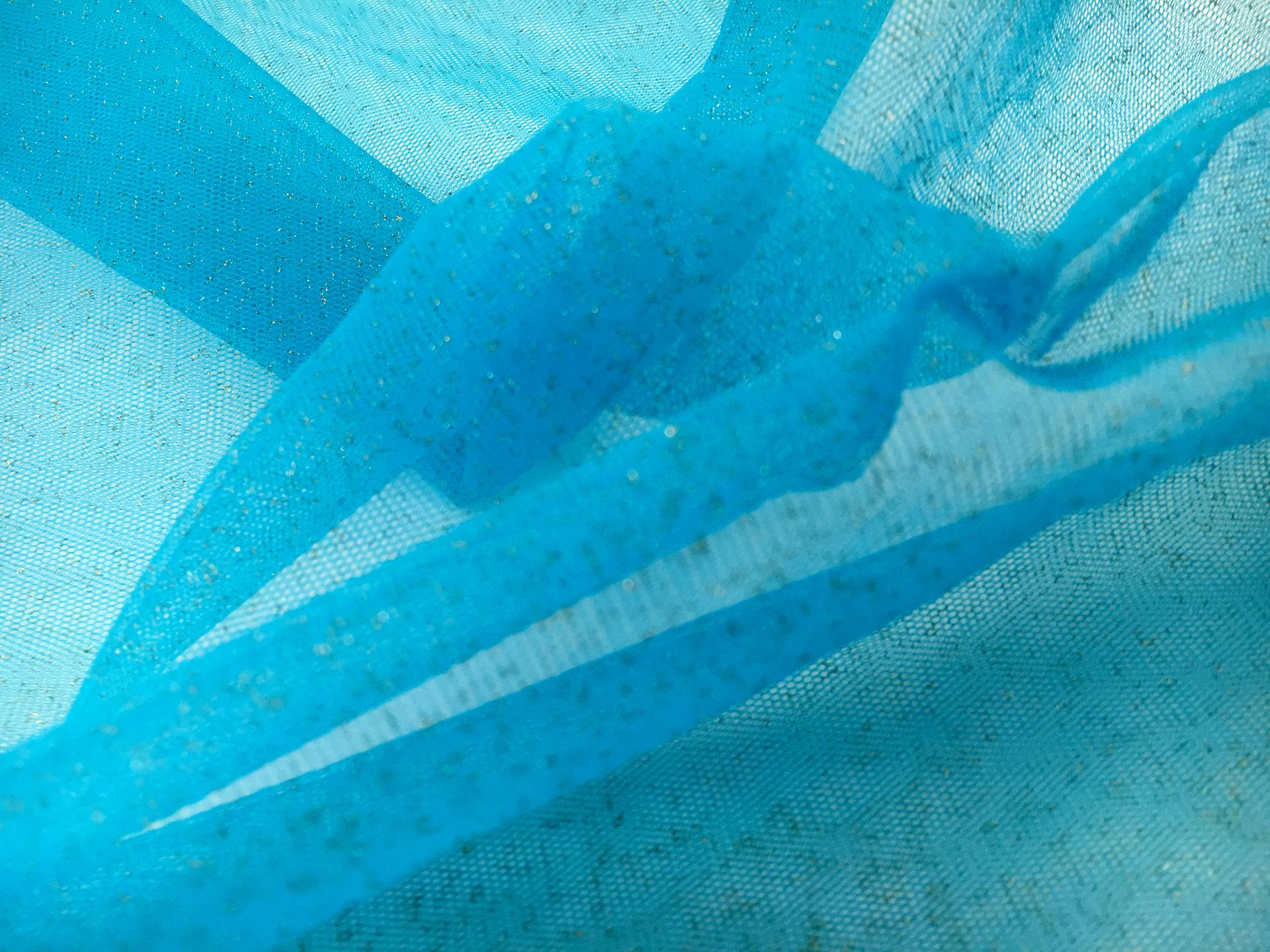 Metallic Nylon Tulle in Pavone and Gold0