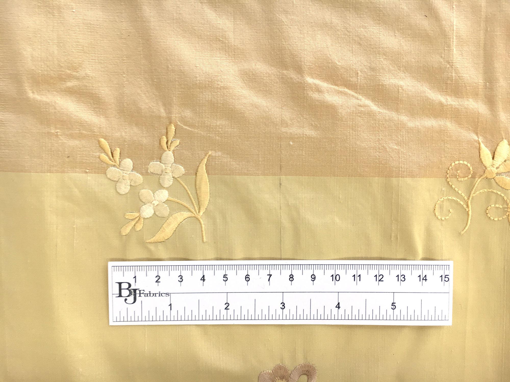 Silk Shantung with Thick Stripes and Small Floral Embroiders1