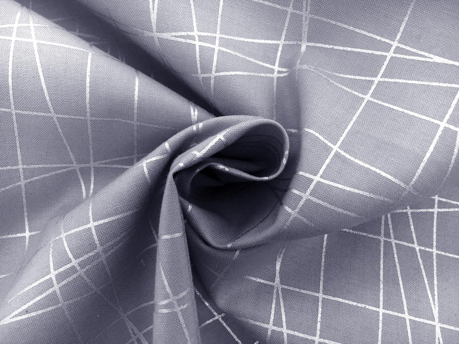 Cotton Broadcloth Metallic Grid Print in Slate1