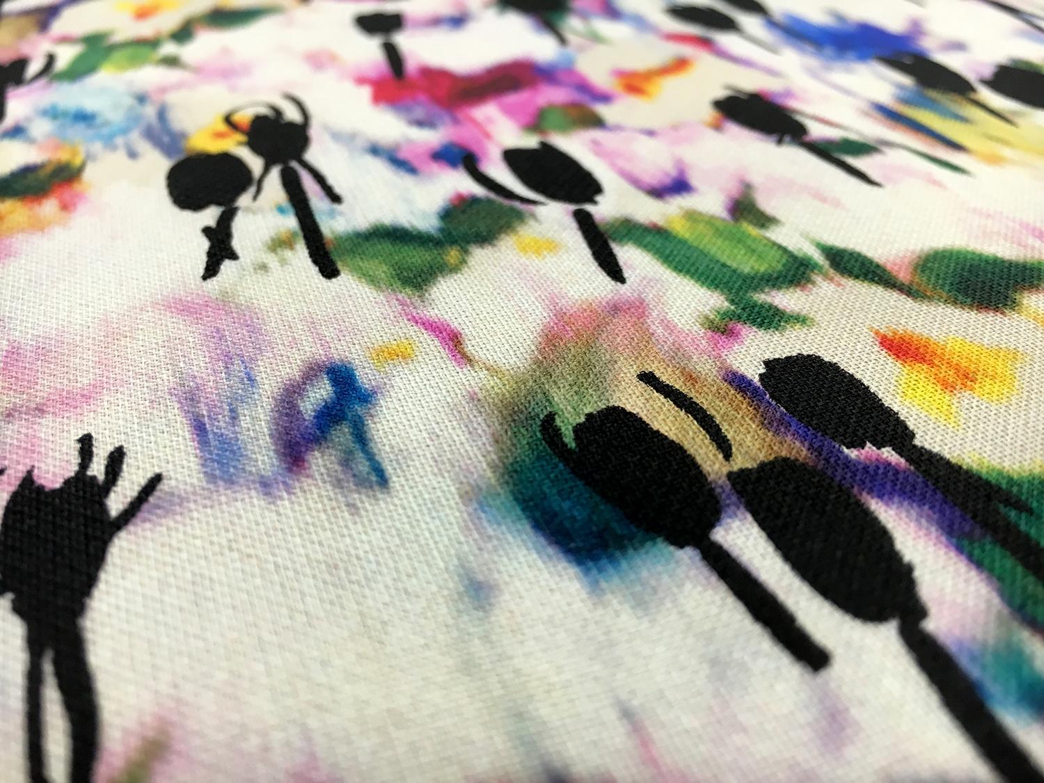 Printed Silk Gazar with Degradé Abstract Tulips3