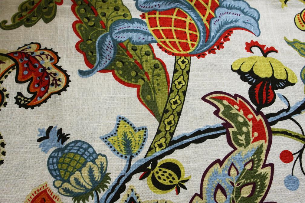 Linen Viscose Upholstery Floral Print0